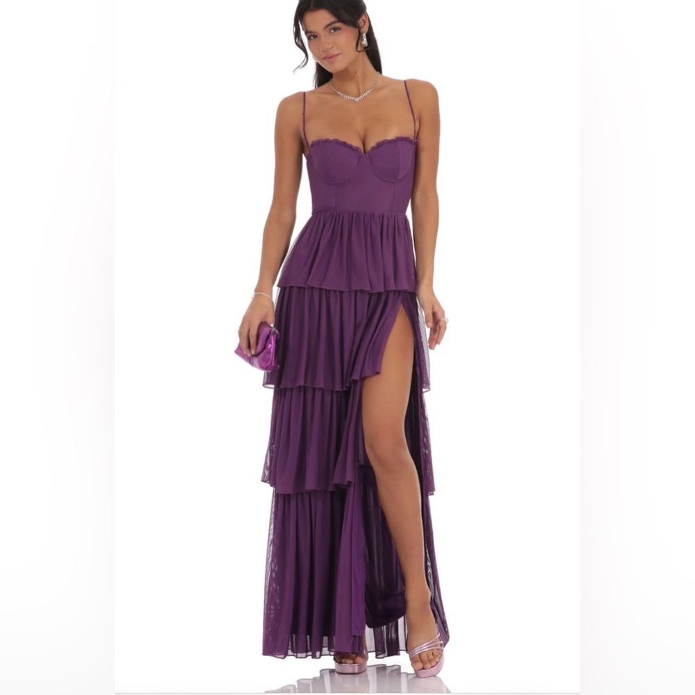 Purple Ruffle Maxi Dress